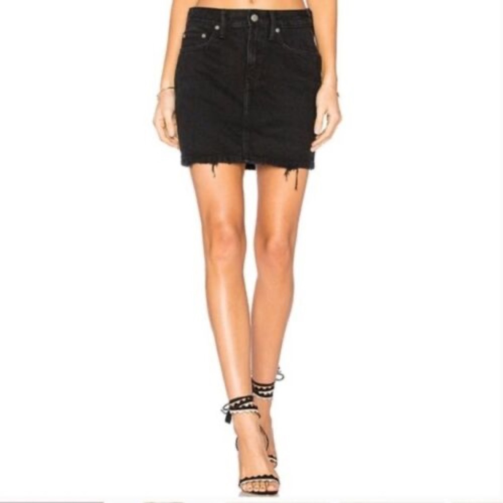 Lovers + Friends Denim Elijah Mini Skirt in Black